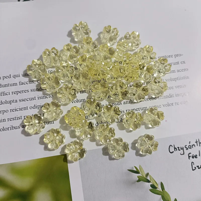 32pcs Transparent Clover & Flower Charms – Flat Resin Pendants for DIY Jewelry Making Accessories & Craft Supplies