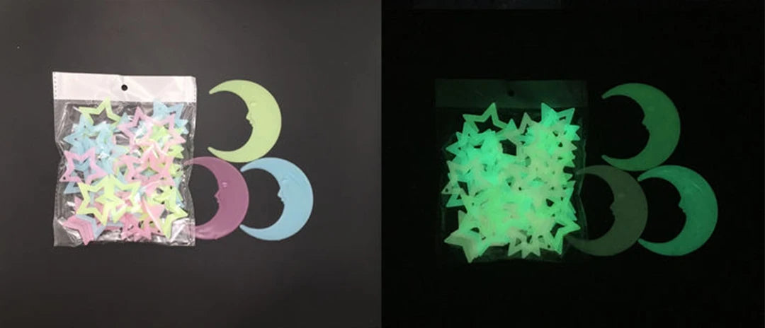 Glow in the Dark Cartoon Butterfly & Stars Wall Stickers – Luminous Noctilucent Decals for Kids Room & Bedroom Decor