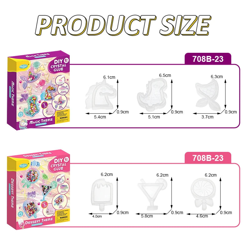 Kids DIY Crystal Glue Key chain Art Craft Set for Girls birthday Gift