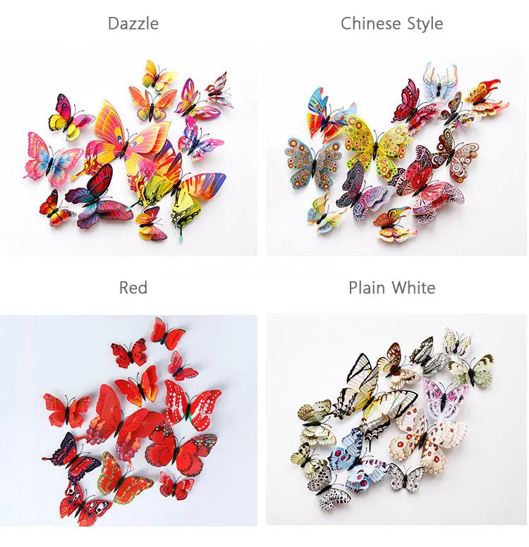 12pcs 3D Double Layer Butterfly Wall Stickers – DIY Magnetic Wall Art for Living Room, Kids Room & Wedding Decor
