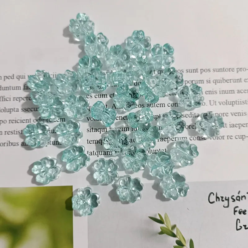 32pcs Transparent Clover & Flower Charms – Flat Resin Pendants for DIY Jewelry Making Accessories & Craft Supplies
