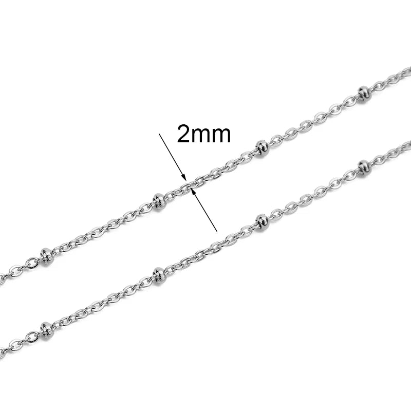 2m Stainless Steel Chains – Gold Color Ball Bead & Cuban Link Chain Bulk for DIY Necklace and Bracelet Making