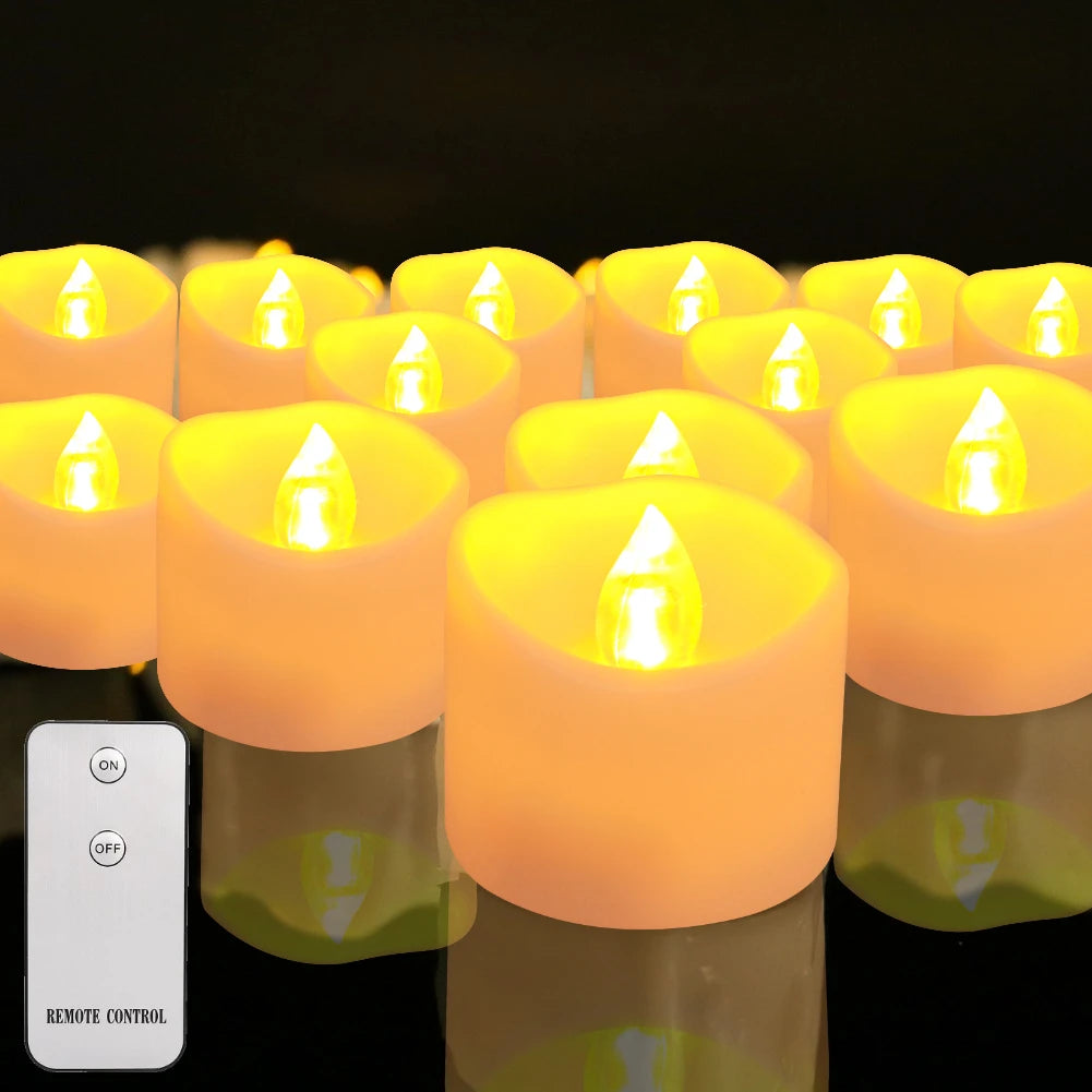 24-Piece Flickering LED Candle Tealights – Flameless Battery Candles with Optional Remote Control for Weddings, Home & Christmas Décor