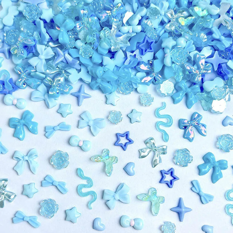 50-Piece Mixed Resin Nail Charms – Bow, Heart, Flower, Star, Cookie & Fruit Decorations for DIY Nail Art
