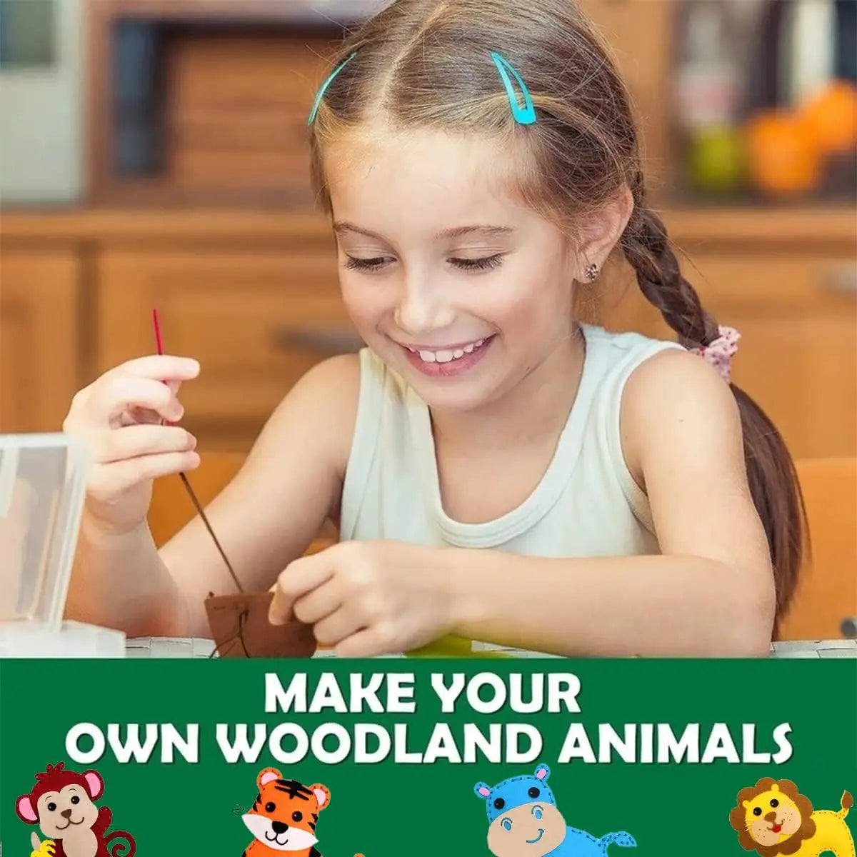 Woodland Animals Craft Kit – DIY Sewing Felt Plush Forest Creatures for Kids Beginners – Educational Arts and Crafts Set with Pre-Cut Felt and Instructions