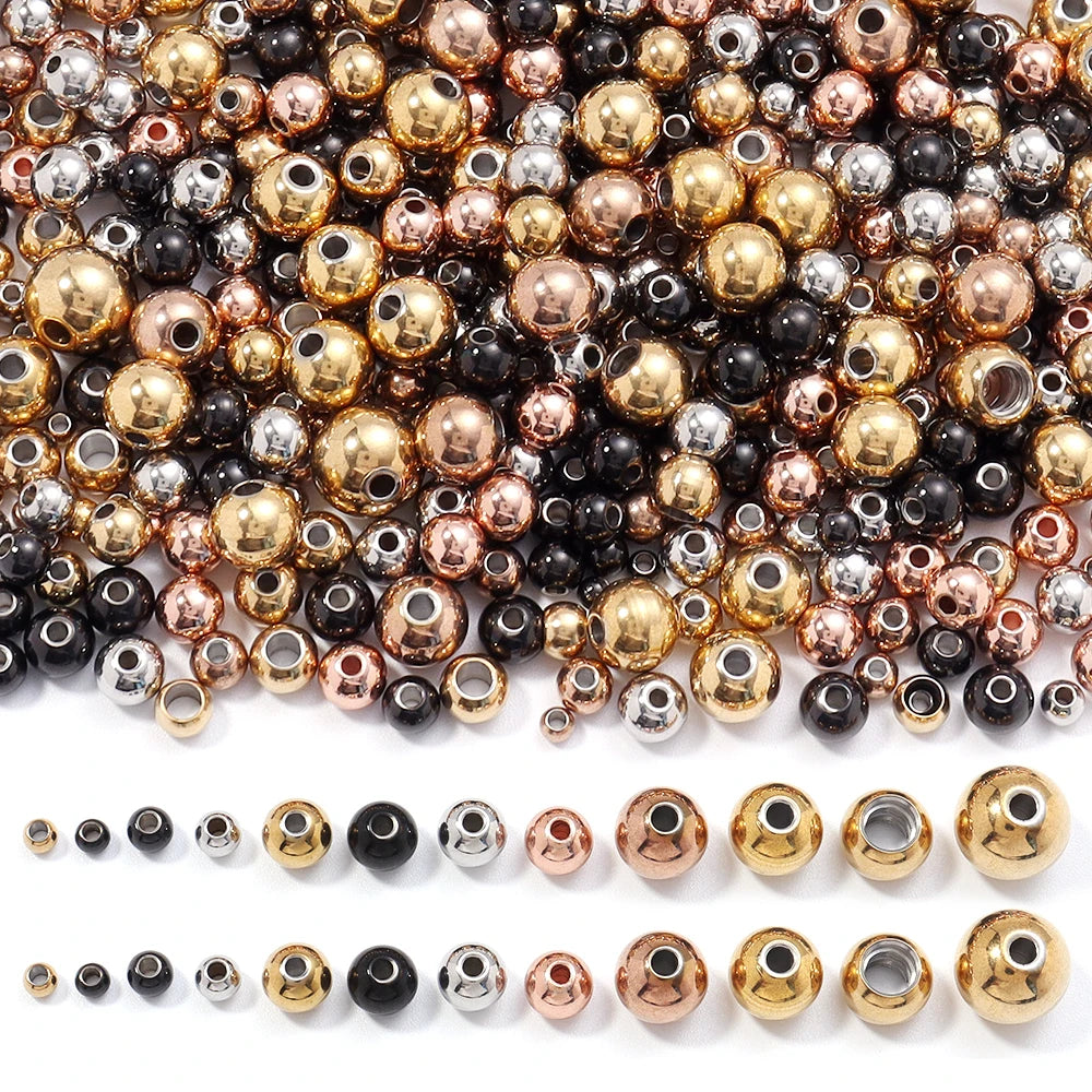 2–10mm Stainless Steel Spacer Beads – High-Quality Loose Beads for DIY Bracelets, Necklaces, and Jewelry Making