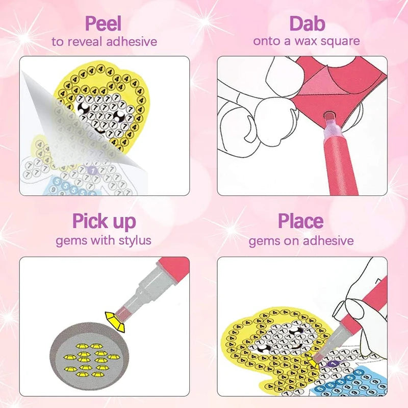 5pcs 5D Diamond Painting by Numbers Make Your Own GEM Keychains Unicorn Mermaid Arts Crafts Kids 8-12 Age Easter Basket Stuffers