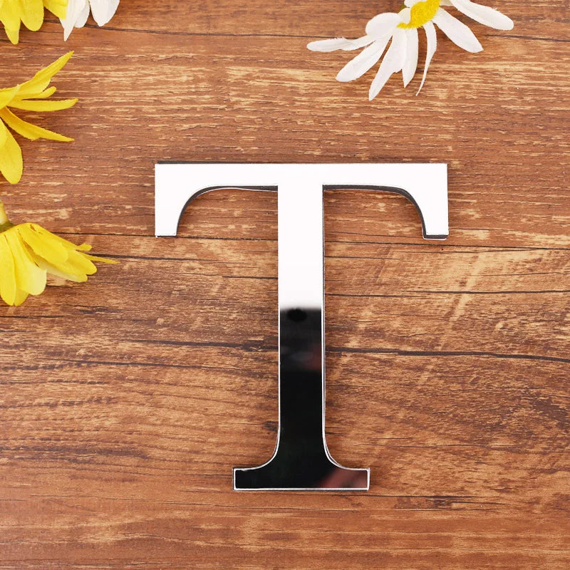 3D Acrylic Mirror Alphabet & House Number Wall Stickers – Decorative DIY Letters and Numbers