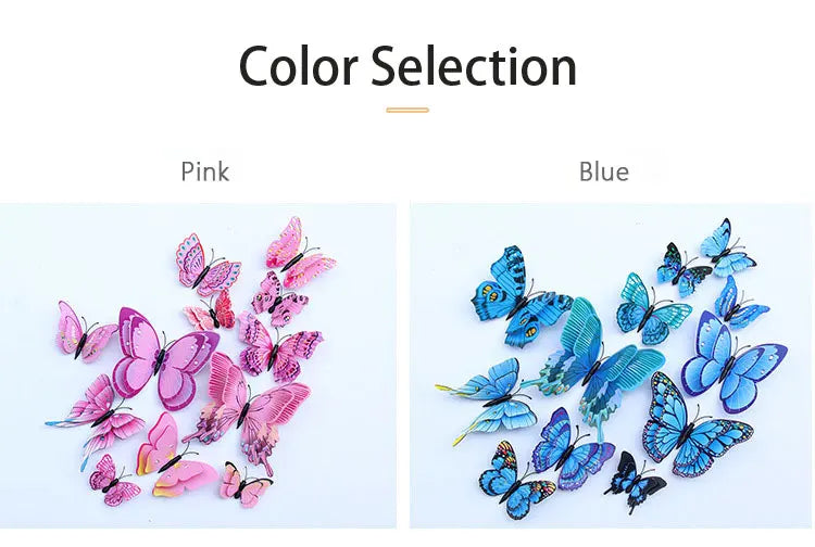 12pcs 3D Double Layer Butterfly Wall Stickers – DIY Magnetic Wall Art for Living Room, Kids Room & Wedding Decor