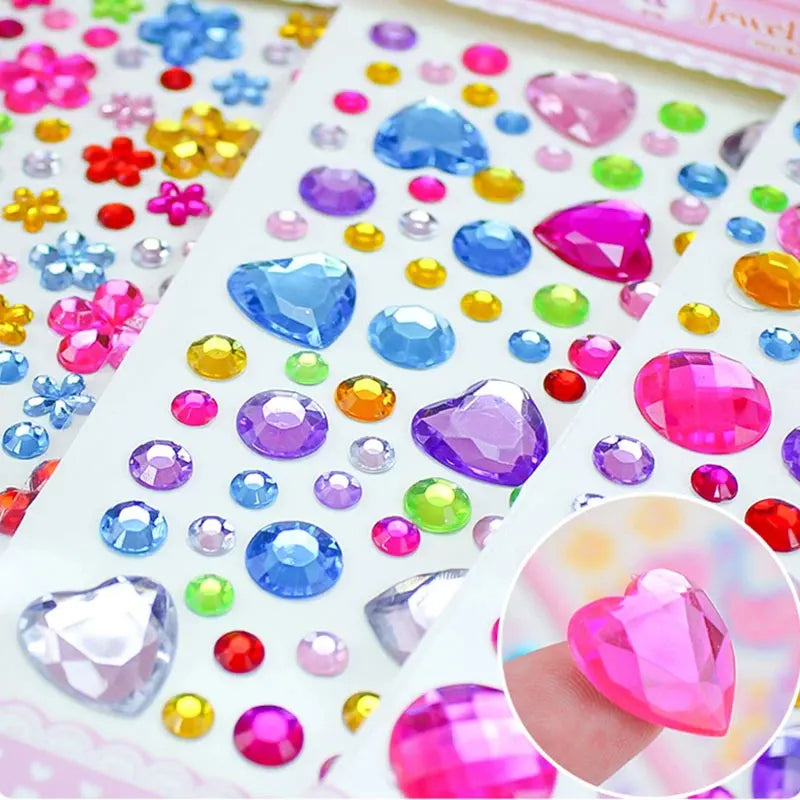 109-430+pcs Bling Gem Stickers Rhinestone Self Adhesive Jewel Sticker Children Kids Girl Craft Makeup DIY Eye Nail Assorted Size