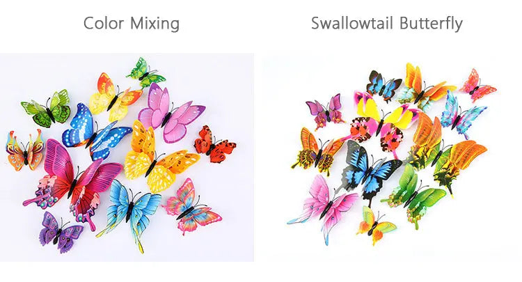 12pcs 3D Double Layer Butterfly Wall Stickers – DIY Magnetic Wall Art for Living Room, Kids Room & Wedding Decor
