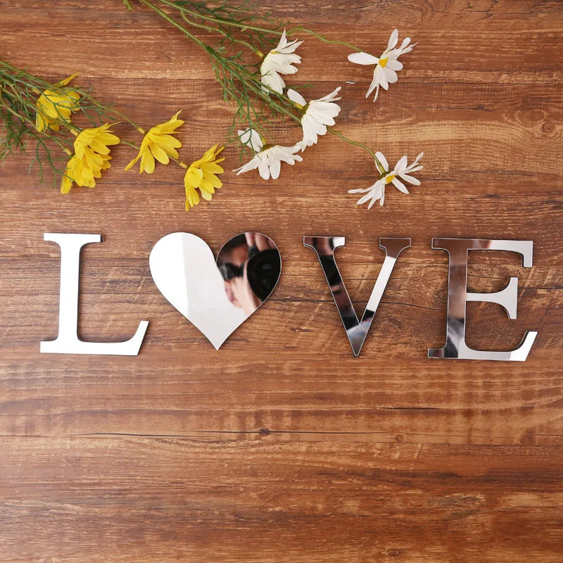 3D Acrylic Mirror Alphabet & House Number Wall Stickers – Decorative DIY Letters and Numbers