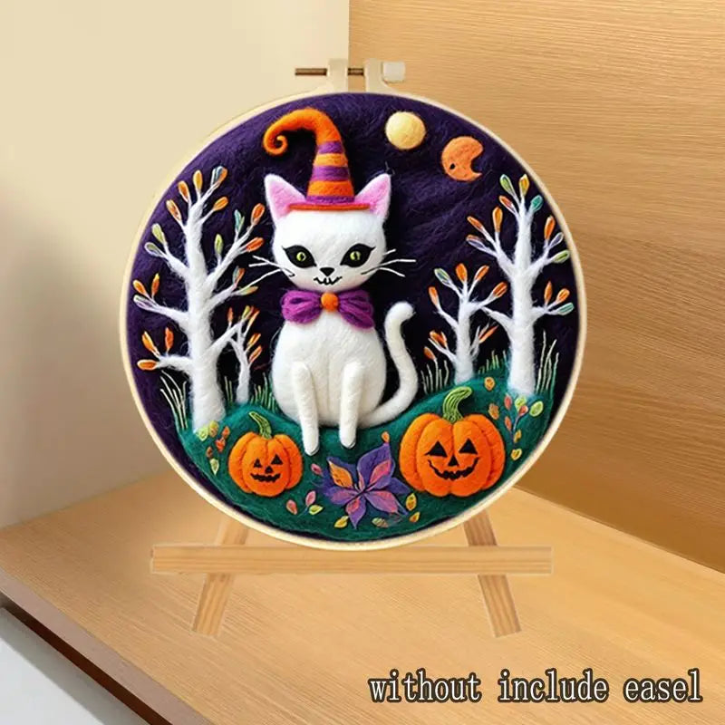 Halloween White Cat Needle Felting Starter Kit