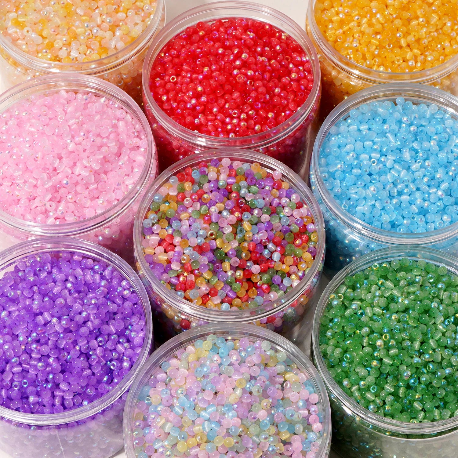 150-Piece 4mm Cat Eye Seed Glass Beads – Multi-Color Rice Loose Beads for Jewelry Making and DIY Crafts