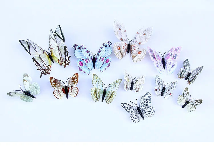 12pcs 3D Double Layer Butterfly Wall Stickers – DIY Magnetic Wall Art for Living Room, Kids Room & Wedding Decor