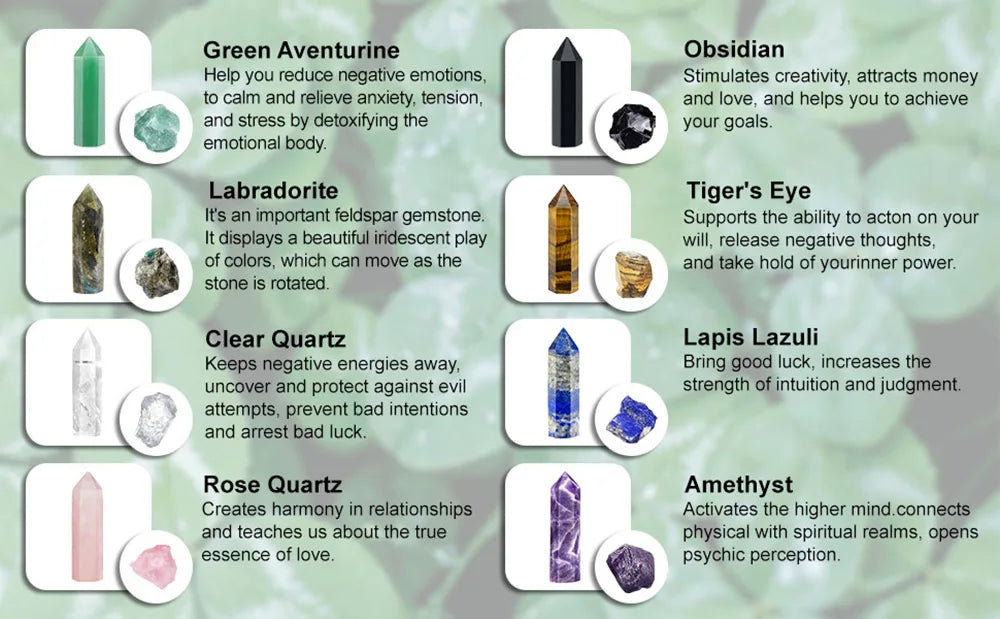 Natural Crystal Point Wand – Rose Quartz, Amethyst & Healing Stones for Witchcraft, Meditation, and Home Decoration