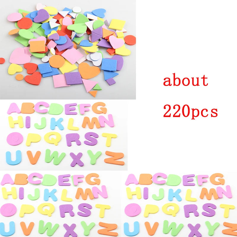 Self Adhesive Mini Geometry Shape EVA Foam Stickers Kids DIY Art Craft Glitter Stars Letter Preschool Stickers Assorted Color
