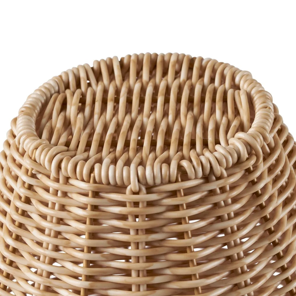 9-Inch Faux Wood Rattan Pitcher Vase – Decorative Woven Design for Dried Flowers or Plants – Rustic Home Decor Accent