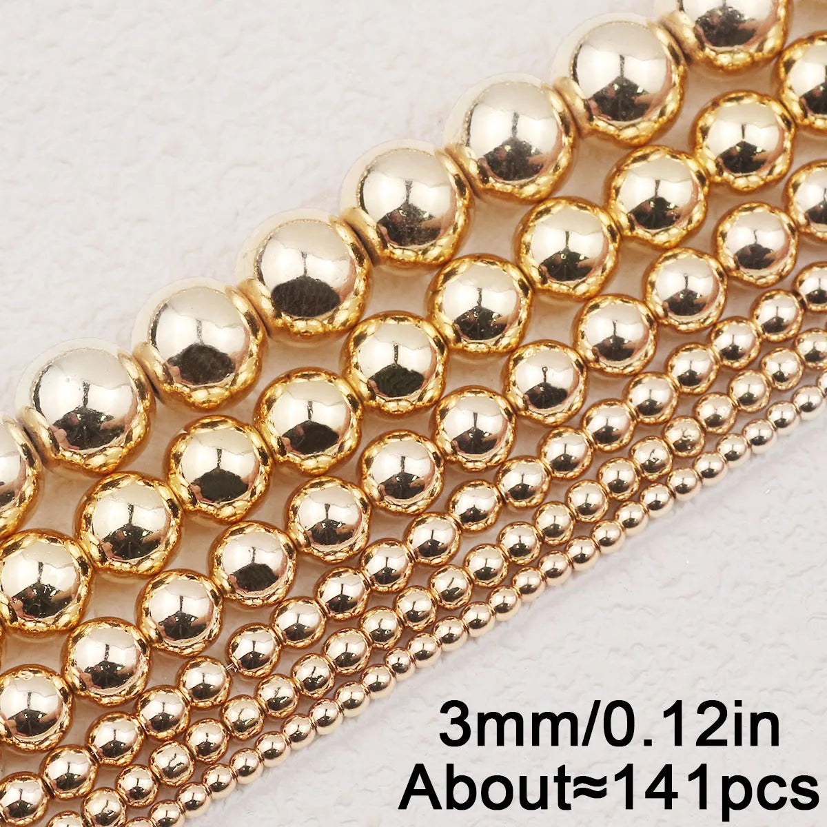 Golden Hematite Round Spacer Beads – Loose Beads for DIY Bracelets, Necklaces, and Jewelry Making