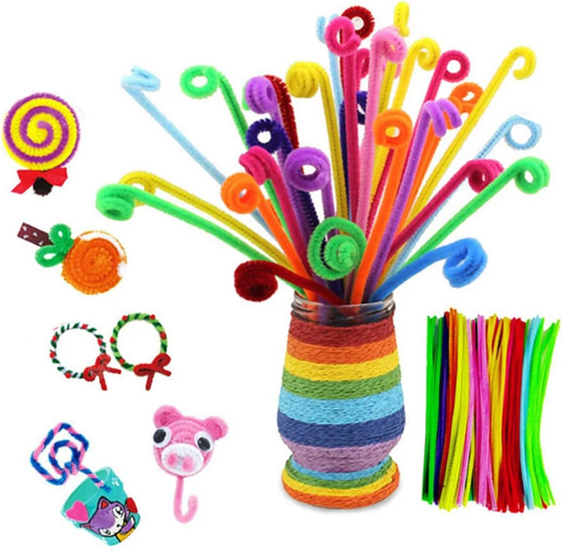 300pcs Kids Art & Craft Supplies Set – Pipe Cleaners, Pompoms & Self-Adhesive Wiggle Eyes – DIY Activities, Classroom Projects & Party Crafts