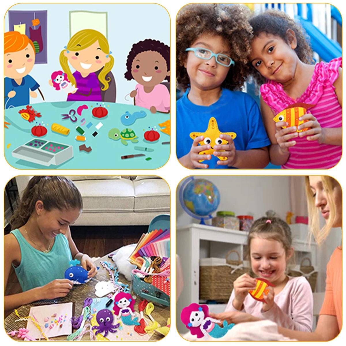 Sea Animals Sewing Kit for Kids Sea Animals Craft Kit Sewing Stuffed Animals Felt Plush Ornaments Sewing Craft Kit Educational