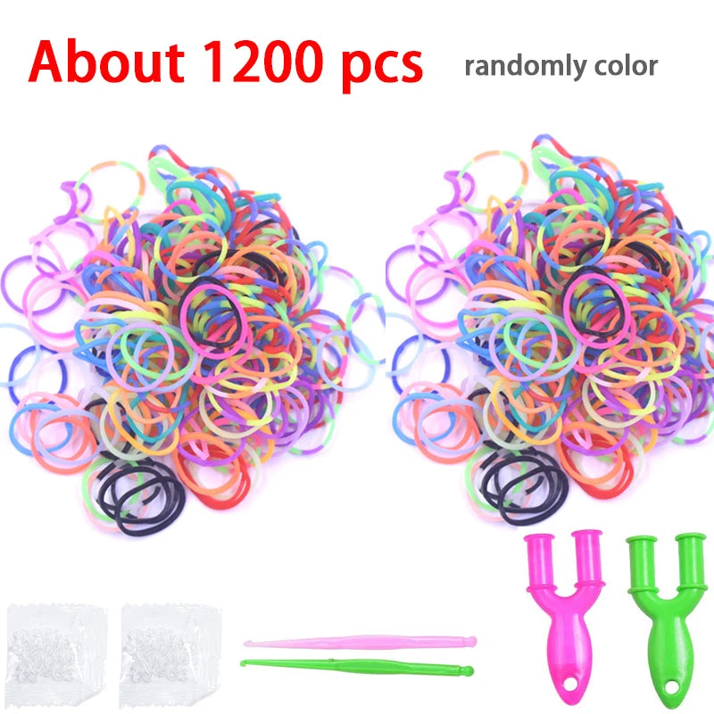 Colorful Loom Bands Set – 600-1500pcs DIY Bracelet Making Kit