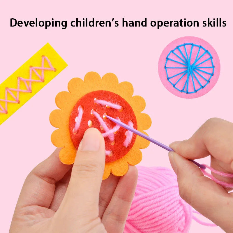 Montessori Non-woven Fabric Lacing Toys for Toddlers Kids Cartoon Animal Sewing Kit Fine Motor Skill Busy Board DIY Art Craft