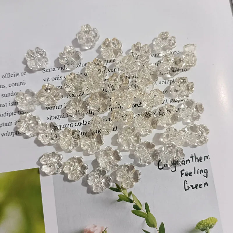 32pcs Transparent Clover & Flower Charms – Flat Resin Pendants for DIY Jewelry Making Accessories & Craft Supplies