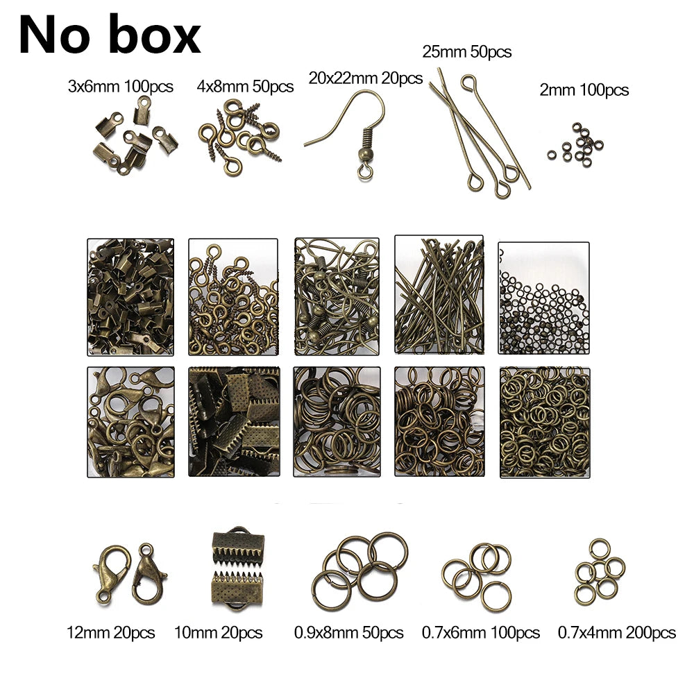 Alloy Jewelry Findings Set – Lobster Clasps, Open Jump Rings, Earring Hooks & Repair Tools for DIY Jewelry Making