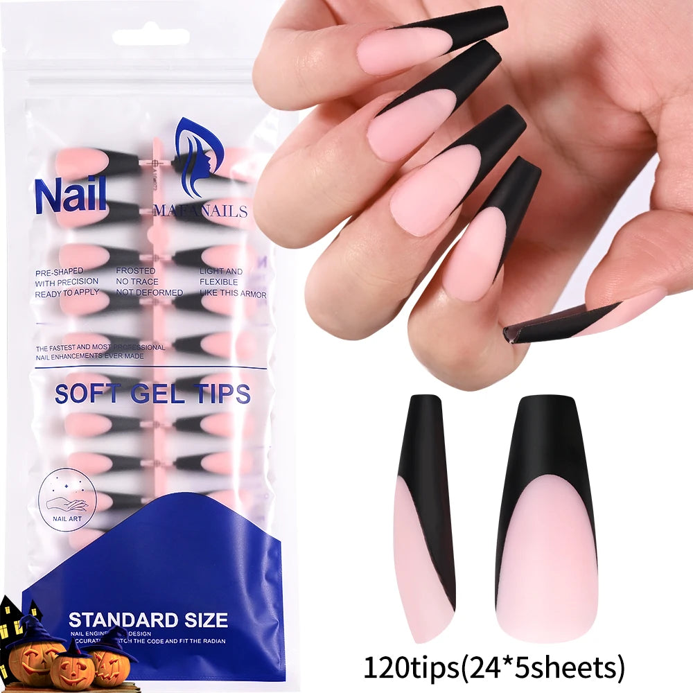 240/120pcs Colorful French Short Square Press-On Nails – Full Cover Ballerina Fake Nail Tips