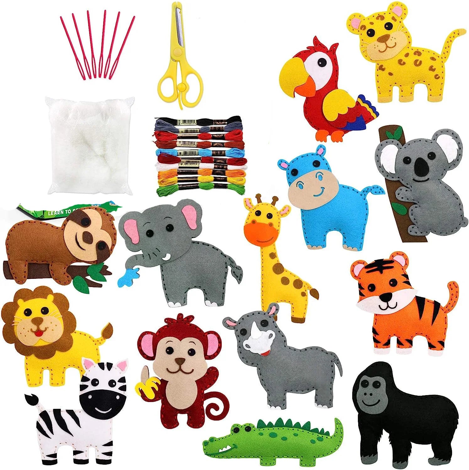 Woodland Animals Craft Kit – DIY Sewing Felt Plush Forest Creatures for Kids Beginners – Educational Arts and Crafts Set with Pre-Cut Felt and Instructions