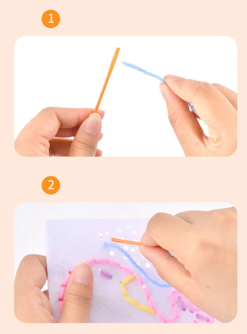 Montessori Non-woven Fabric Lacing Toys for Toddlers Kids Cartoon Animal Sewing Kit Fine Motor Skill Busy Board DIY Art Craft