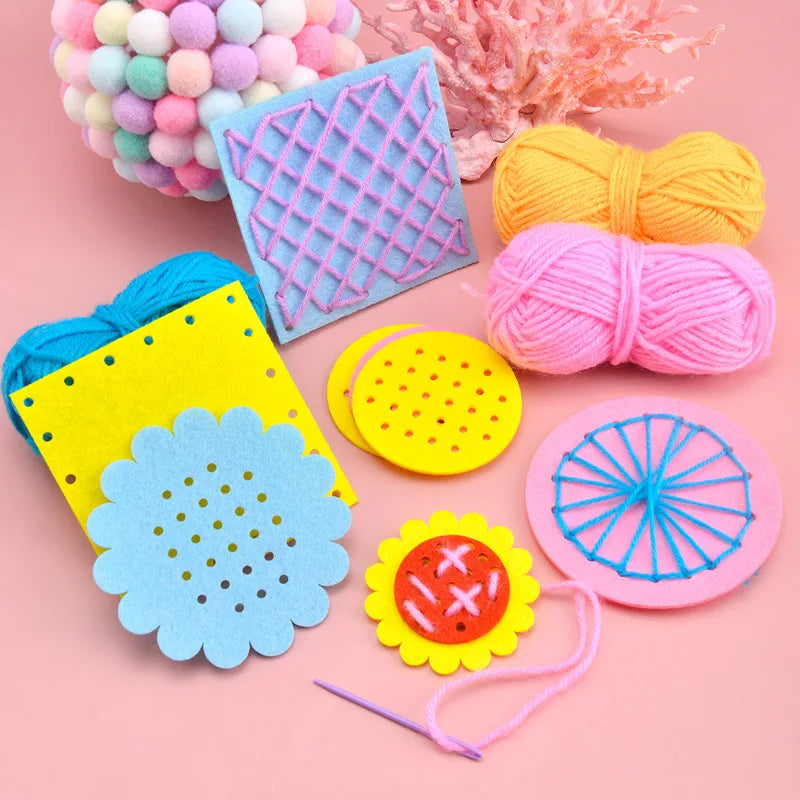 Montessori Non-woven Fabric Lacing Toys for Toddlers Kids Cartoon Animal Sewing Kit Fine Motor Skill Busy Board DIY Art Craft