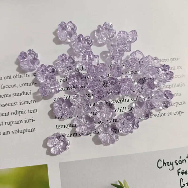 32pcs Transparent Clover & Flower Charms – Flat Resin Pendants for DIY Jewelry Making Accessories & Craft Supplies