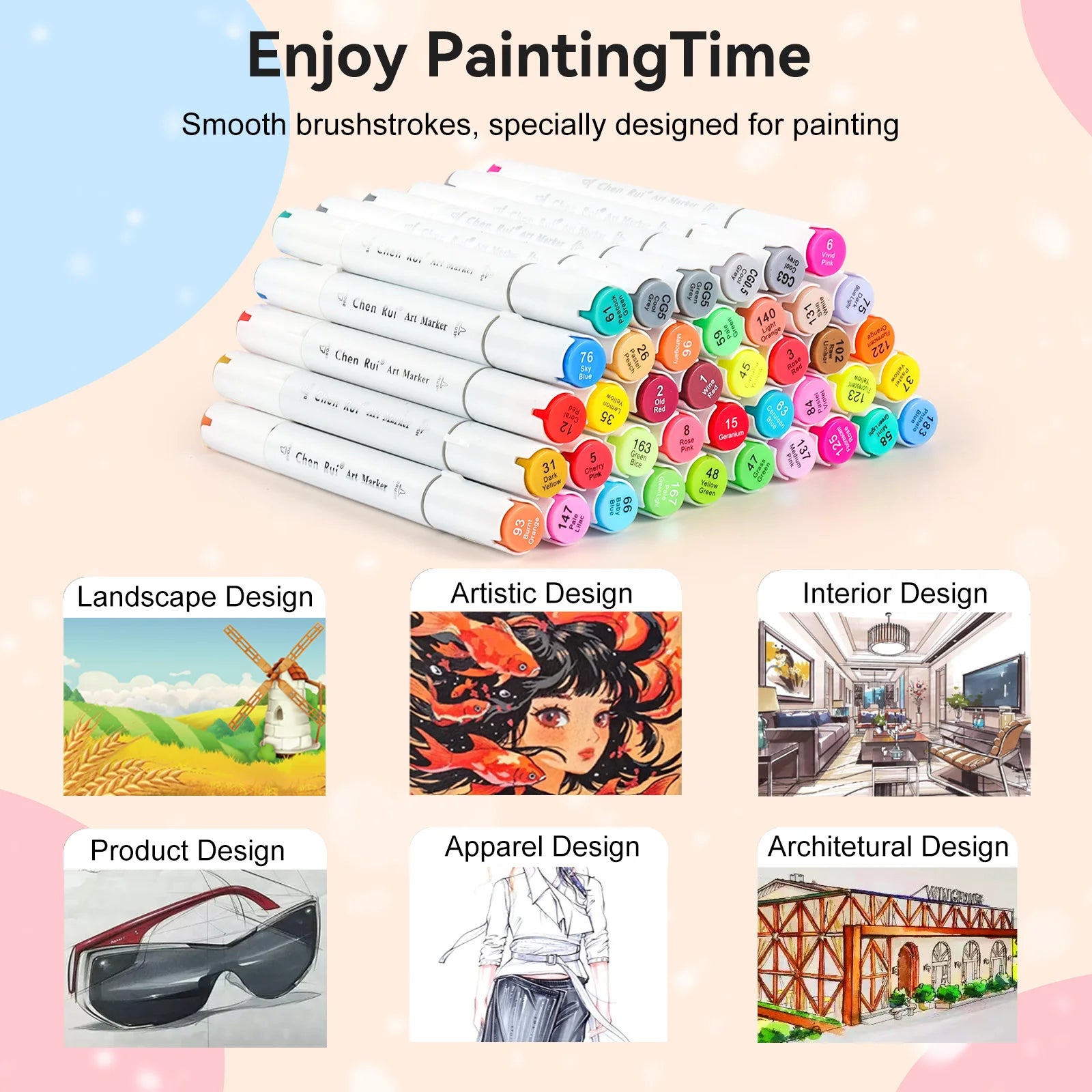 48/60/80/120 Color Dual Tip Brush & Chisel Permanent Art Marker Set – Refillable Drawing Kit with Base and Outline Markers