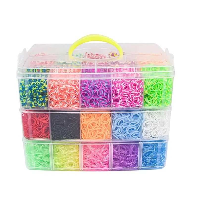 15,000pcs Rainbow Luminous Rubber Bands Loom Kit – DIY Bracelet Making Set for Kids