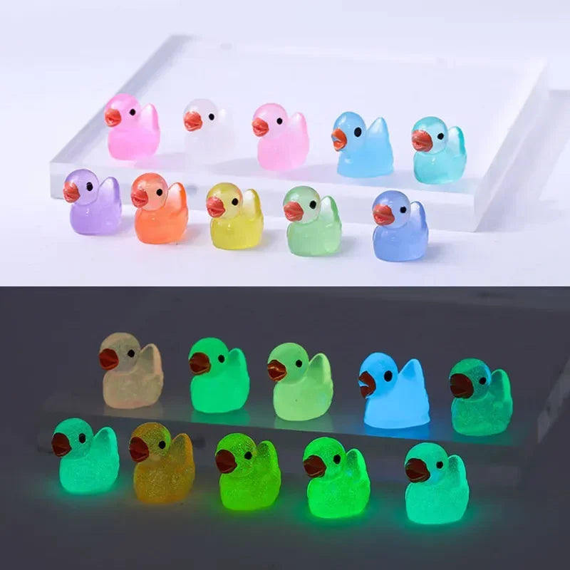 50/100/200pcs Luminous Mini Duck Figurines – Glow in the Dark Fairy Garden Accessories, Moss Microlandscape Ornaments, Home and Craft Décor