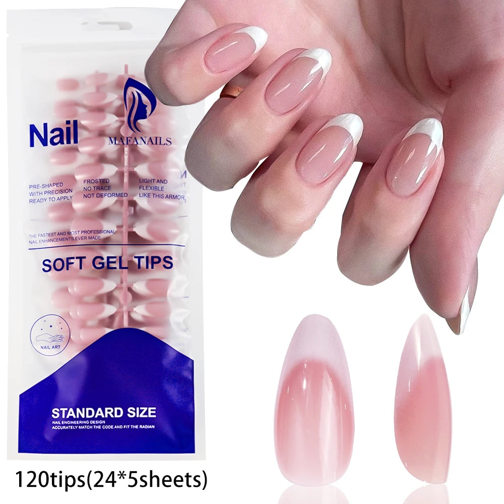 240/120pcs Colorful French Short Square Press-On Nails – Full Cover Ballerina Fake Nail Tips