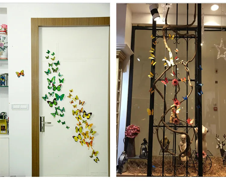 12pcs 3D Double Layer Butterfly Wall Stickers – DIY Magnetic Wall Art for Living Room, Kids Room & Wedding Decor
