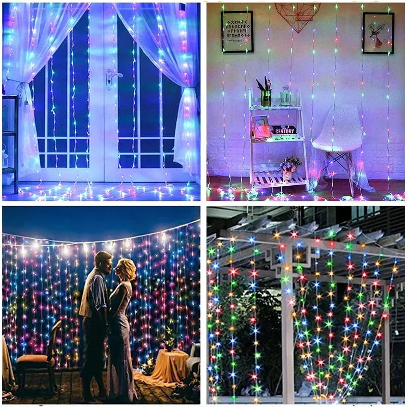 3M LED Curtain String Lights – USB Fairy Lights with 8 Modes for Holiday, Wedding, Party & Home Decor