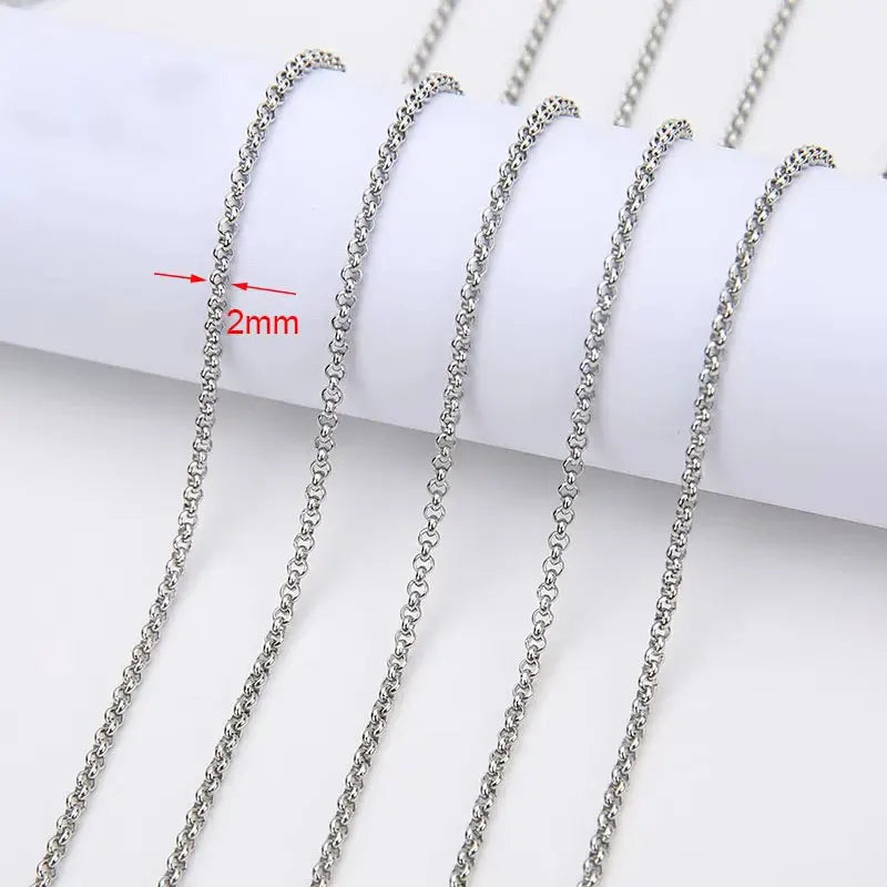 2m Stainless Steel Chains – Gold Color Ball Bead & Cuban Link Chain Bulk for DIY Necklace and Bracelet Making