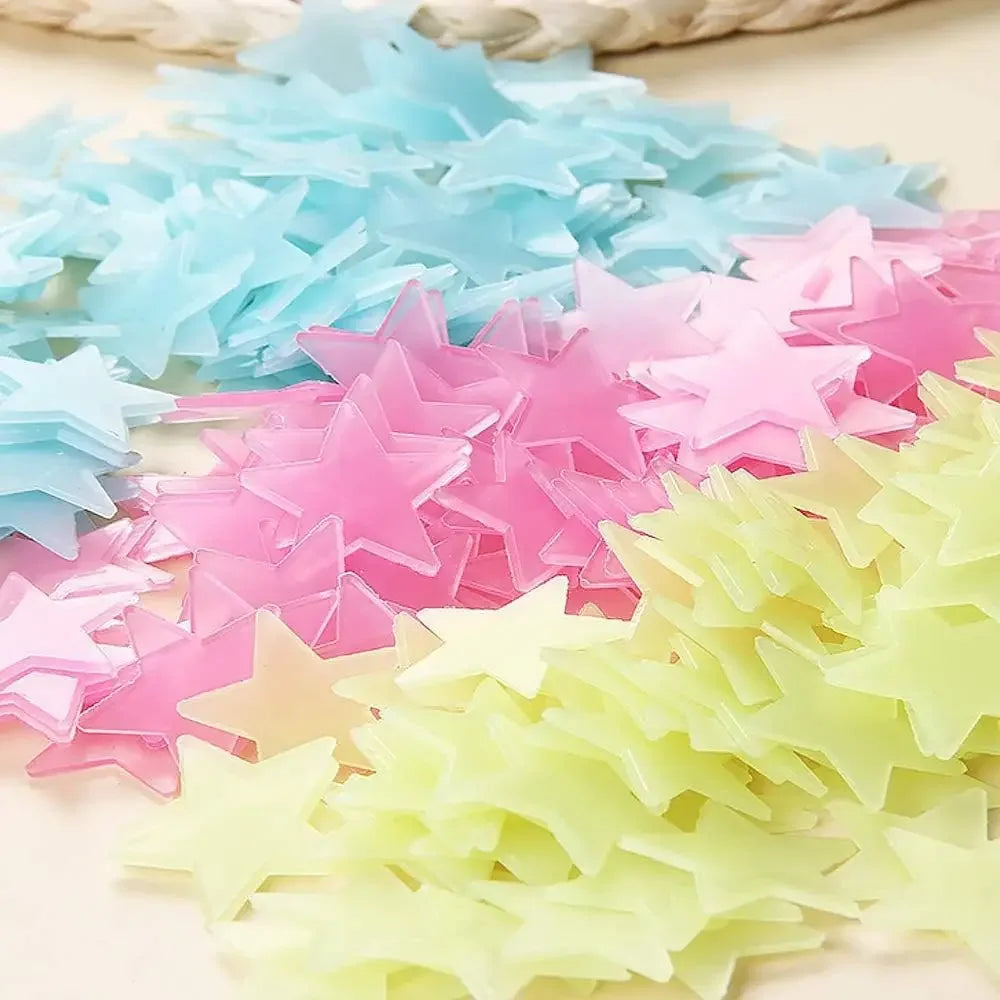 50/1000pcs Glow in the Dark Stars – 3D Fluorescent Wall Stickers for Kids Room & Ceiling Decor