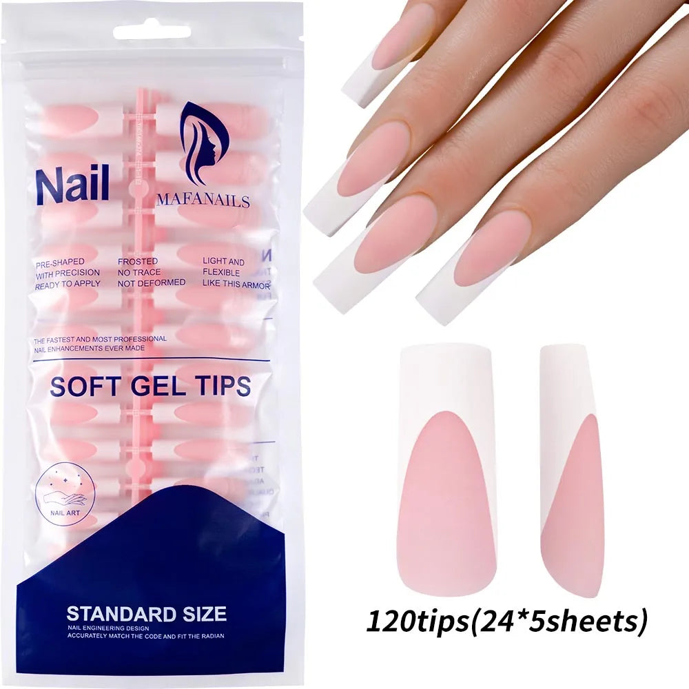 240/120pcs Colorful French Short Square Press-On Nails – Full Cover Ballerina Fake Nail Tips