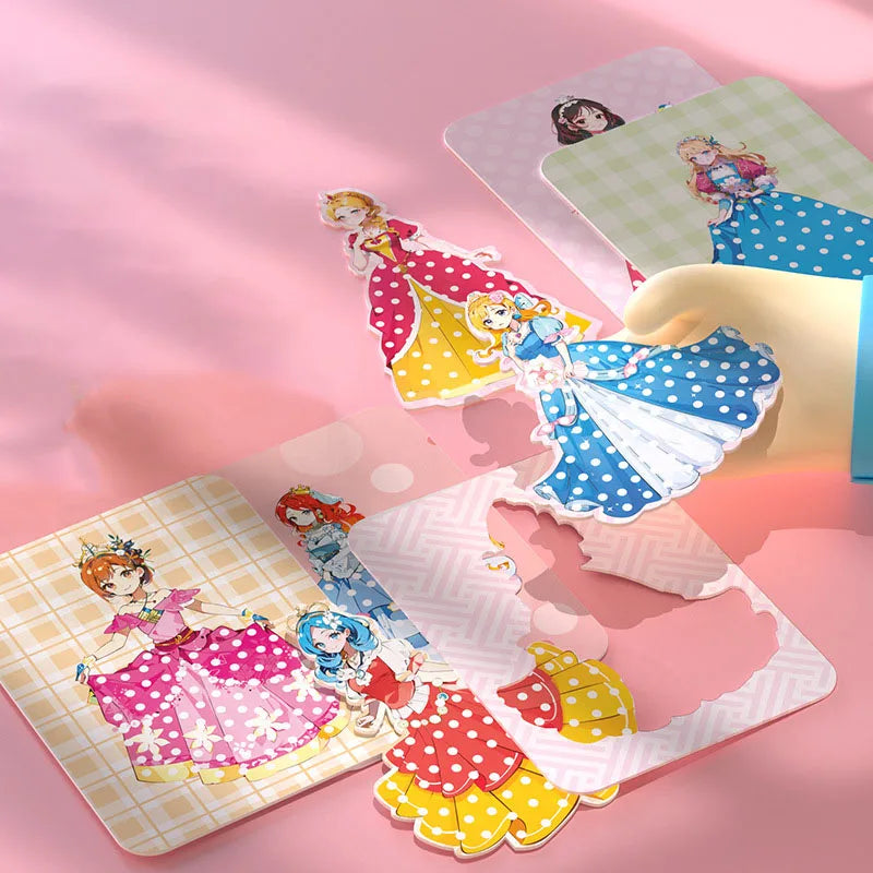 3pcs Princess Poking Art Craft Kit – DIY Sticker Fabric Cards for Kids – Creative Puzzle Painting and Dressing Game Toy