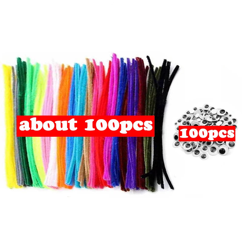 300pcs Kids Art & Craft Supplies Set – Pipe Cleaners, Pompoms & Self-Adhesive Wiggle Eyes – DIY Activities, Classroom Projects & Party Crafts