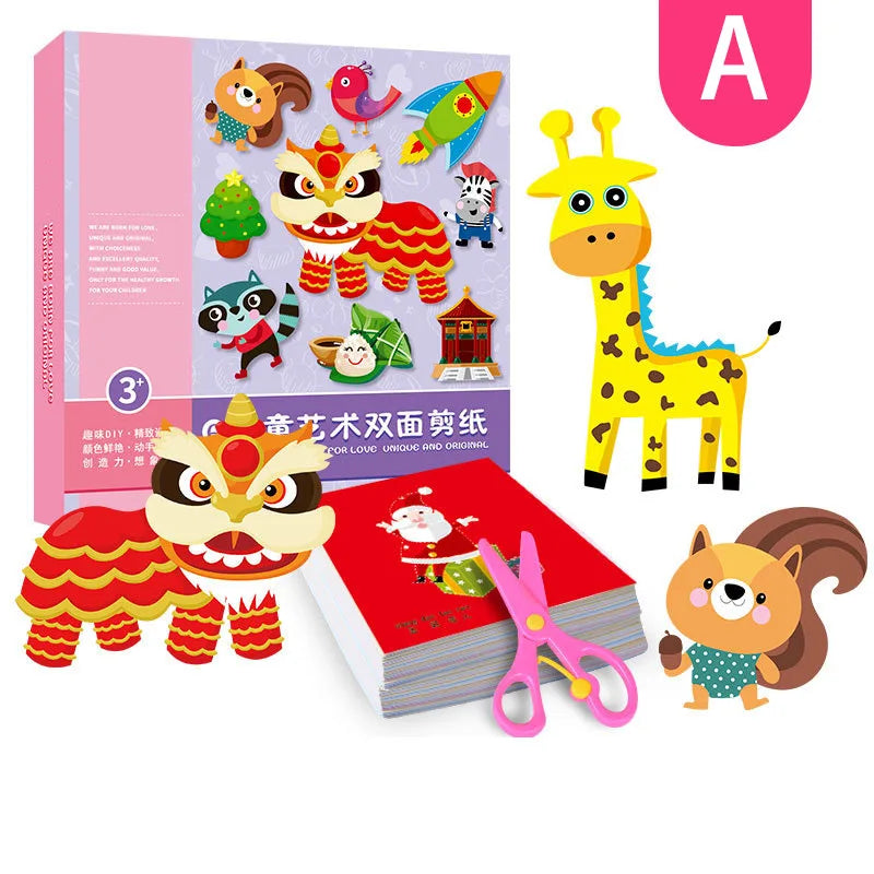 100PCS Handmade Paper Cut Book – Kids DIY Cartoon Scrapbooking & Craft Kit