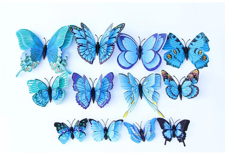 12pcs 3D Double Layer Butterfly Wall Stickers – DIY Magnetic Wall Art for Living Room, Kids Room & Wedding Decor