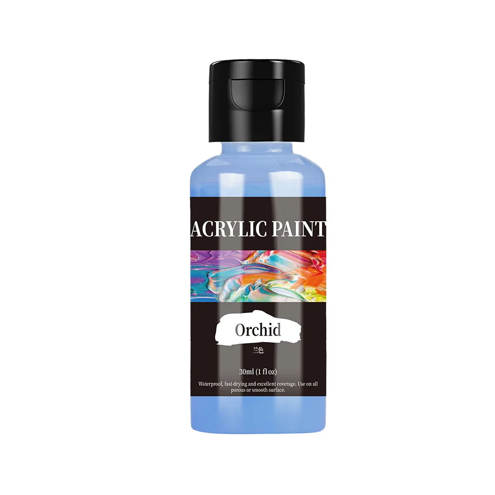 24-Color Acrylic Paint Set – 30ml Bottles for Fabric, Leather, Clothing, and DIY Craft Painting