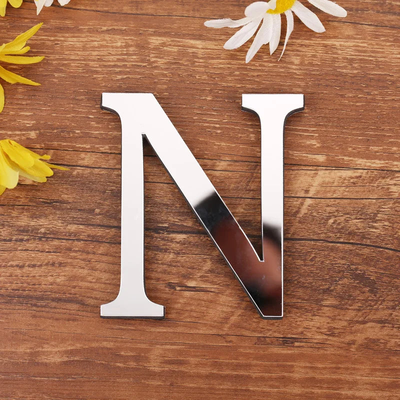 3D Acrylic Mirror Alphabet & House Number Wall Stickers – Decorative DIY Letters and Numbers
