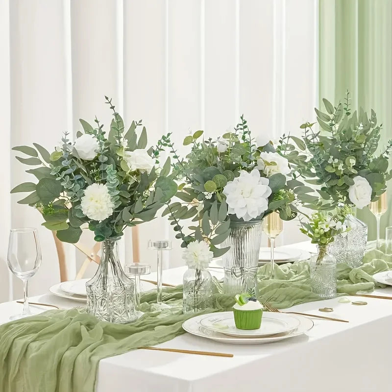 50pcs Artificial Flower Bouquets with Eucalyptus Leaves